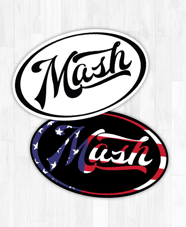 Mash Decal Oval White and American Flag